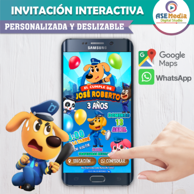 Sheriff Labrador – Invitación Interactiva de Cumpleaños para WhatsApp
