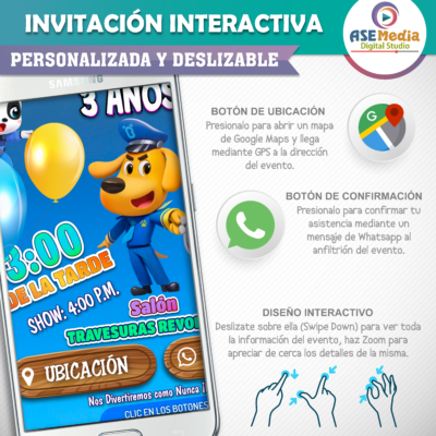 Sheriff Labrador – Invitación Interactiva de Cumpleaños para WhatsApp