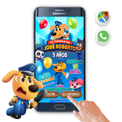 Sheriff Labrador – Invitación Interactiva de Cumpleaños para WhatsApp