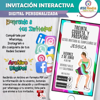 Treinta, Coqueta y Próspera – Invitación Interactiva de Cumpleaños para WhatsApp