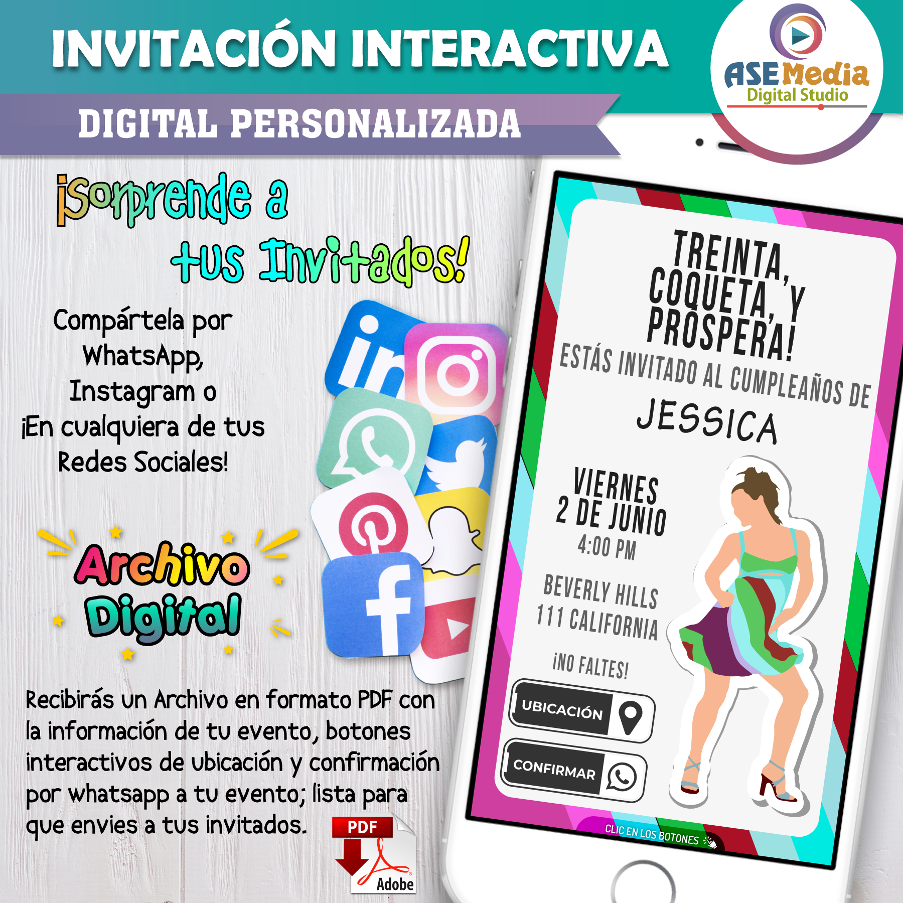Treinta, Coqueta y Próspera – Invitación Interactiva de Cumpleaños para WhatsApp