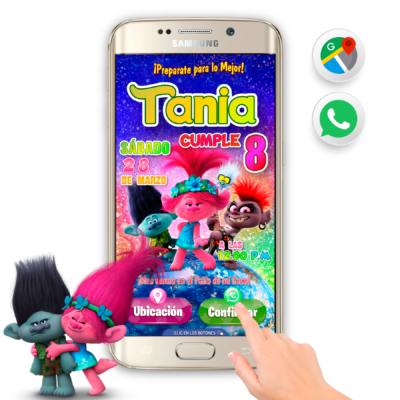 Poppy, Trolls – Invitación Interactiva de Cumpleaños para WhatsApp