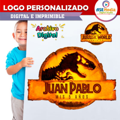 Jurassic World Dominion Velociraptor Logo Personalizado con Nombre