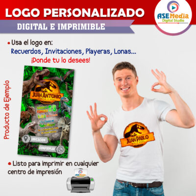 Jurassic World Dominion Velociraptor Logo Personalizado con Nombre