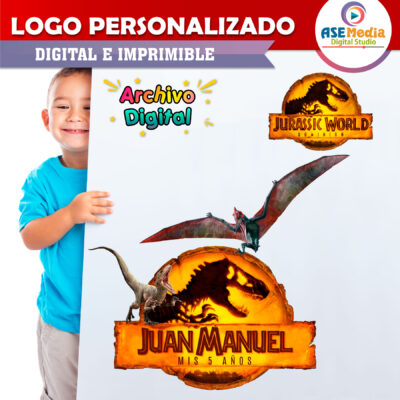 Jurassic World Dominion Tiranosaurio Mordida Logo Personalizado con Nombre