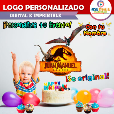 Jurassic World Dominion Tiranosaurio Mordida Logo Personalizado con Nombre
