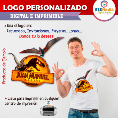 Jurassic World Dominion Tiranosaurio Mordida Logo Personalizado con Nombre