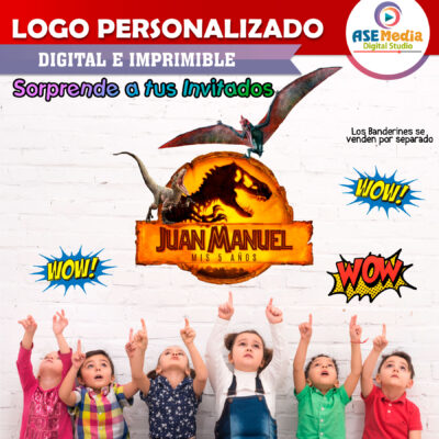 Jurassic World Dominion Tiranosaurio Mordida Logo Personalizado con Nombre