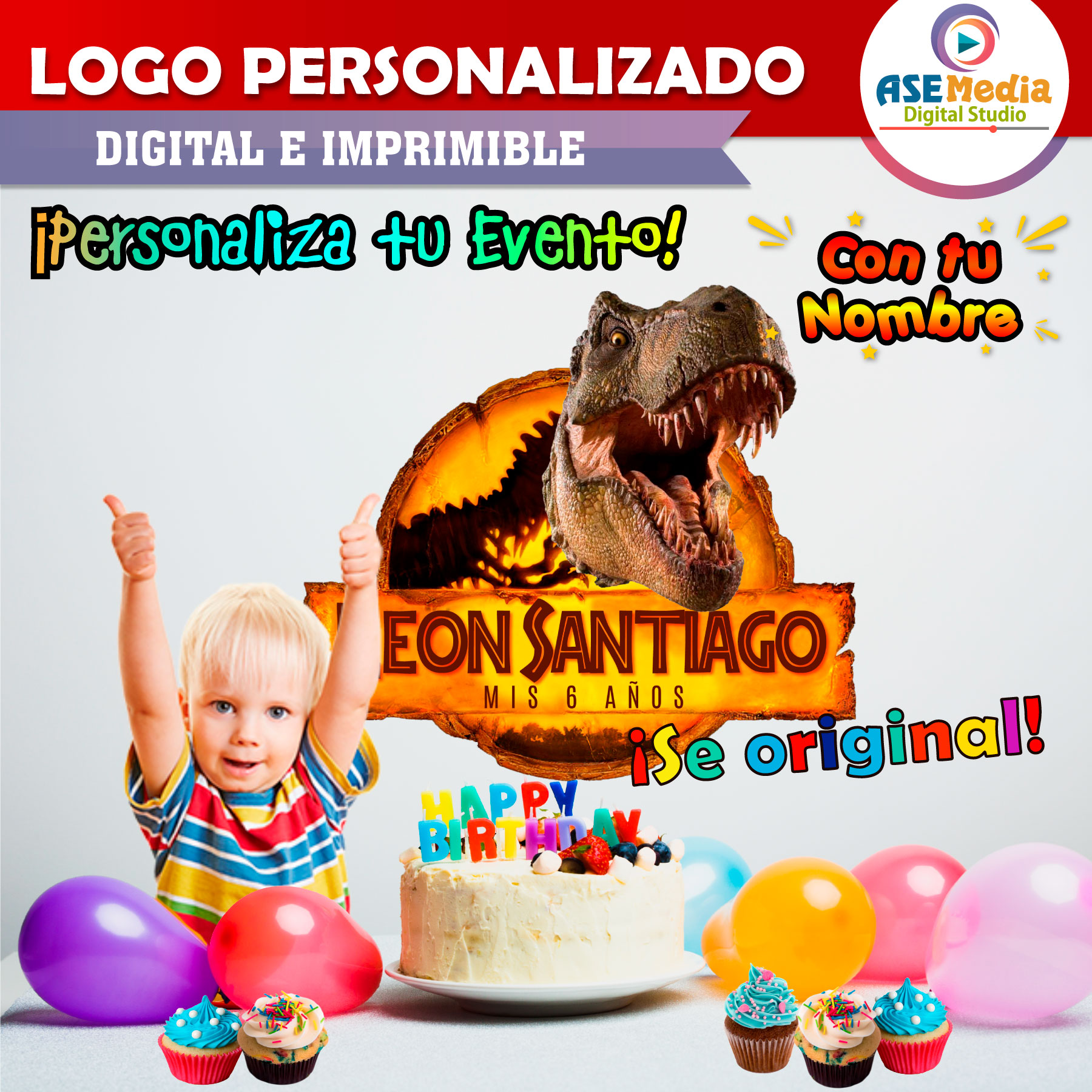Jurassic World Dominion Tiranosaurio Mordida Logo Personalizado con Nombre