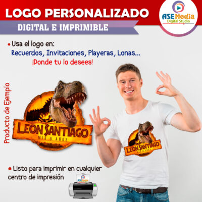 Jurassic World Dominion Tiranosaurio Mordida Logo Personalizado con Nombre