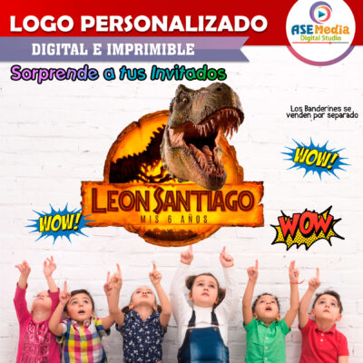 Jurassic World Dominion Tiranosaurio Mordida Logo Personalizado con Nombre