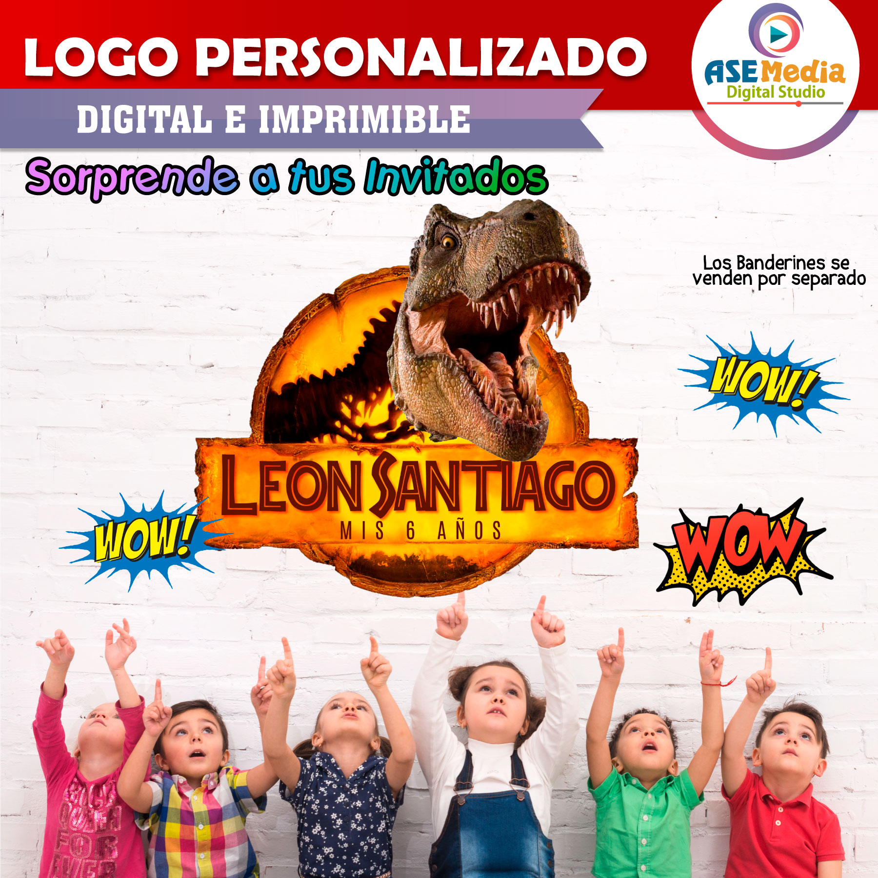 Jurassic World Dominion Tiranosaurio Mordida Logo Personalizado con Nombre
