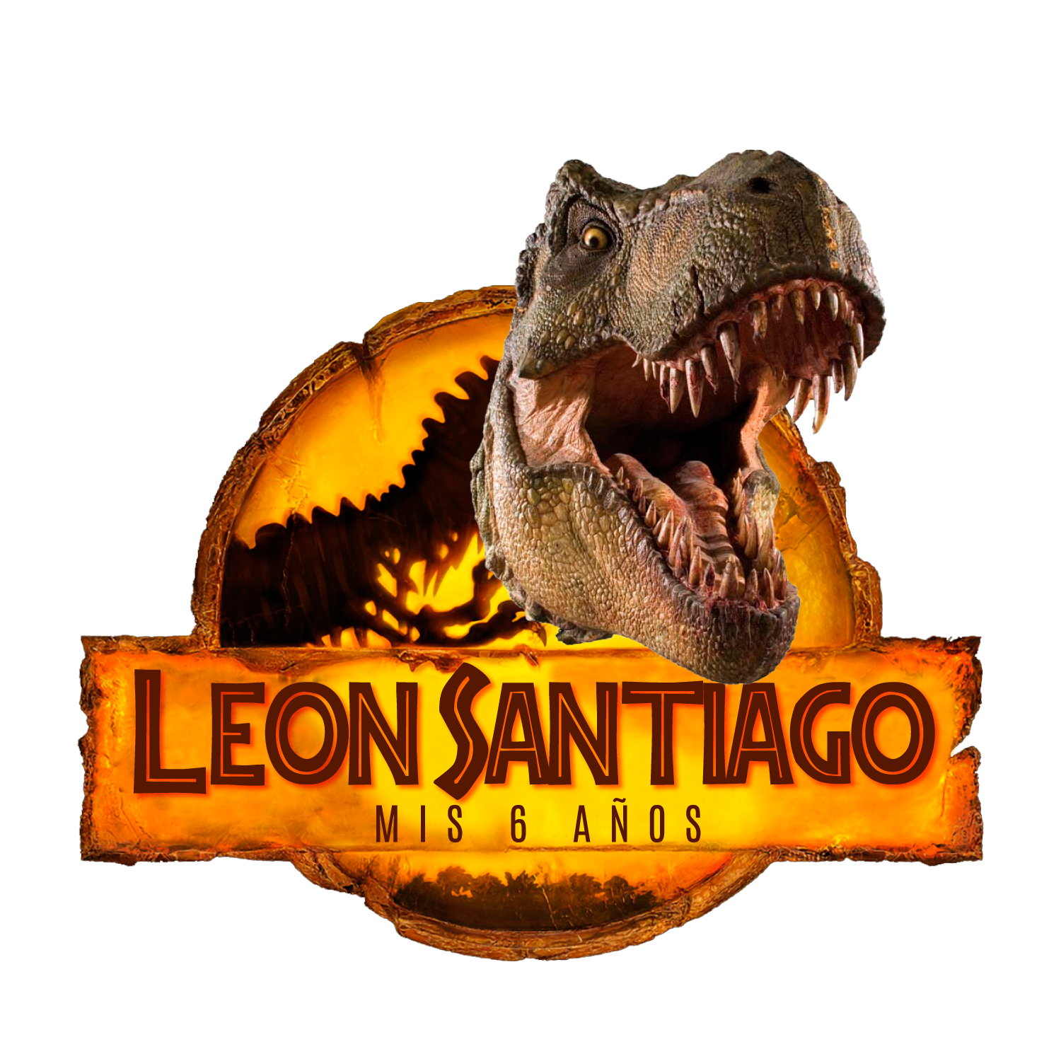 Jurassic World Dominion Tiranosaurio Mordida Logo Personalizado con Nombre
