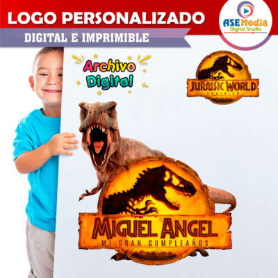 Jurassic World Dominion Tiranosaurio Logo Personalizado con Nombre