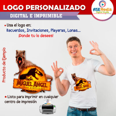 Jurassic World Dominion Tiranosaurio Logo Personalizado con Nombre