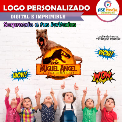 Jurassic World Dominion Tiranosaurio Logo Personalizado con Nombre