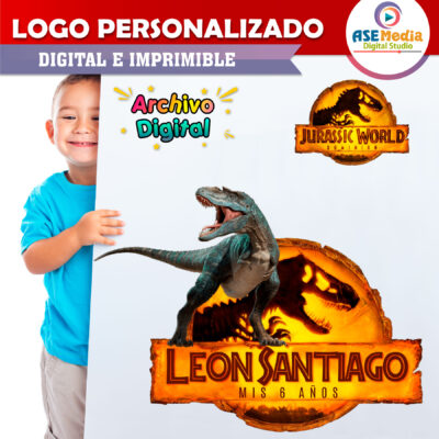 Jurassic World Dominion Tiranosaurio Rex Logo Personalizado con Nombre
