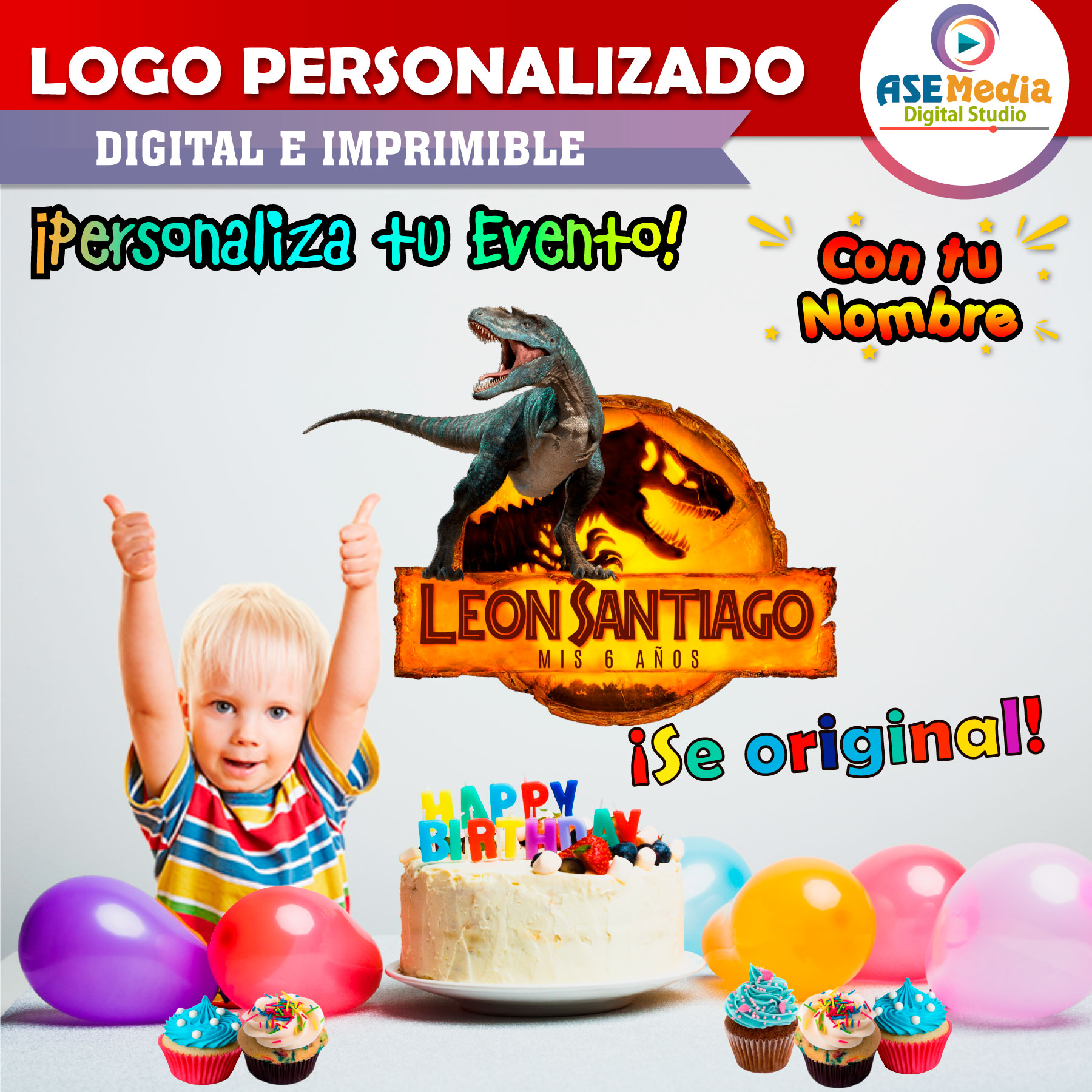 Jurassic World Dominion Tiranosaurio Rex Logo Personalizado con Nombre