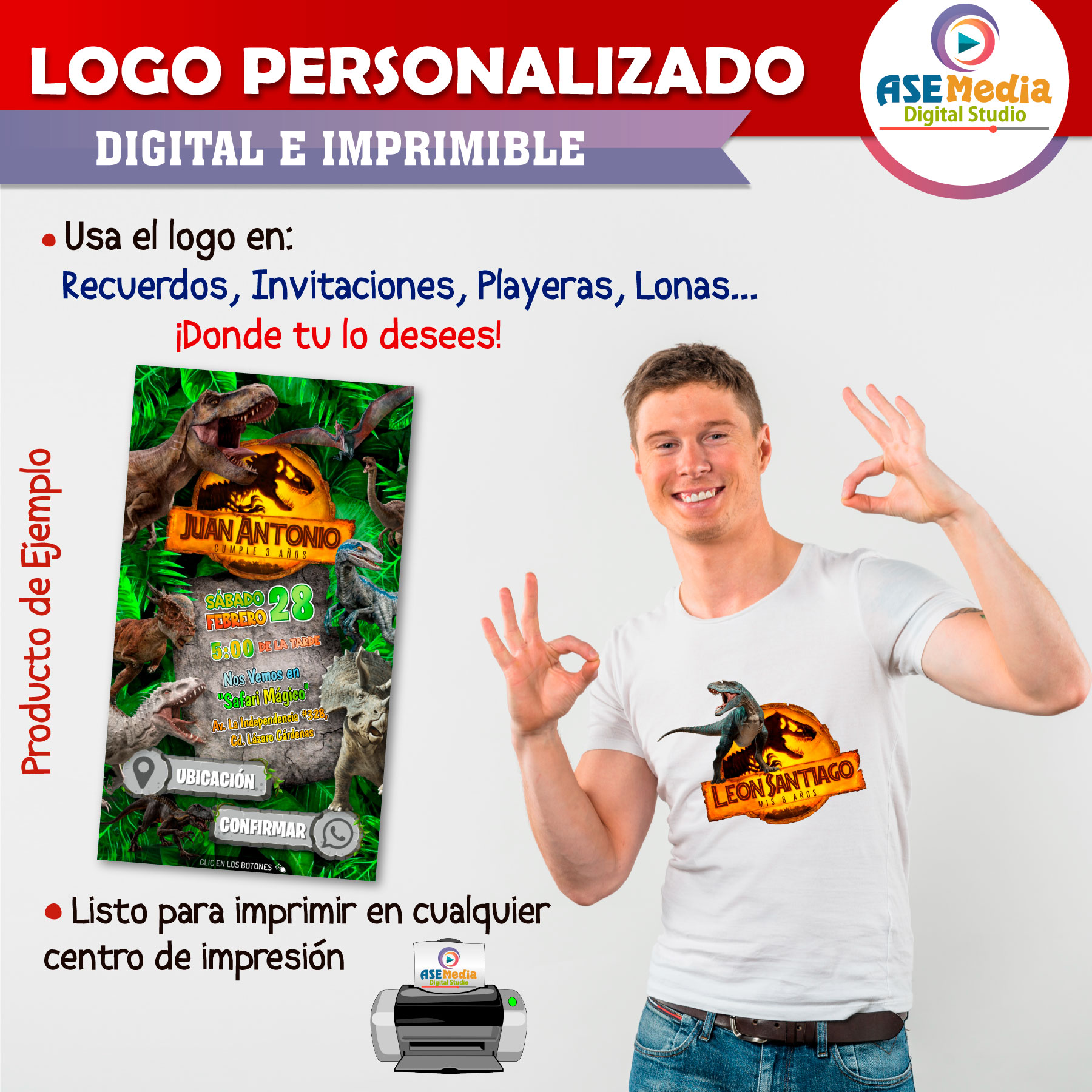 Jurassic World Dominion Tiranosaurio Rex Logo Personalizado con Nombre