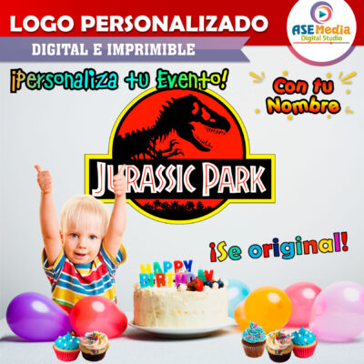 Jurassic Park Tiranosaurio Rex Logo Personalizado con Nombre