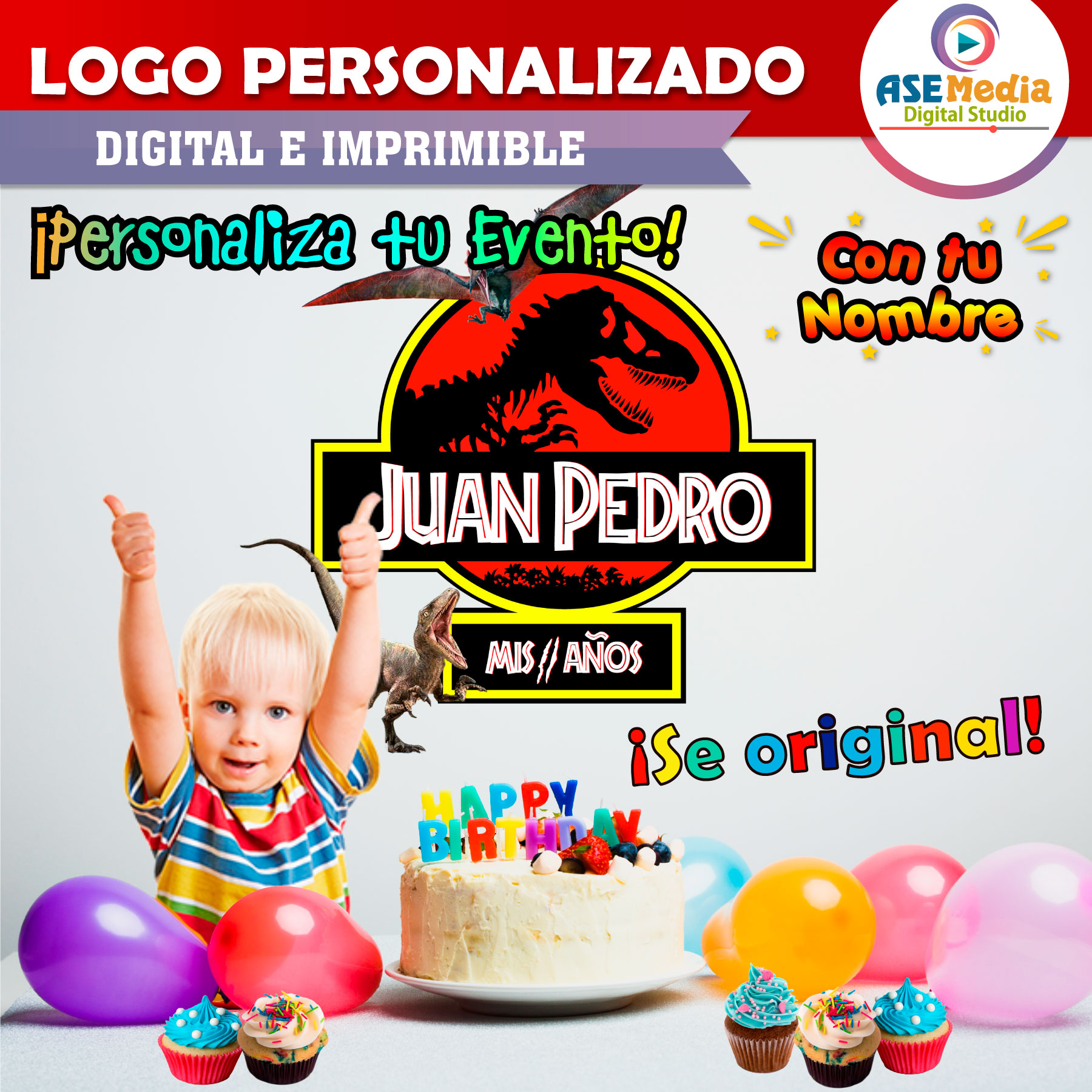 Jurassic Park Pterodáctilo Logo Personalizado con Nombre