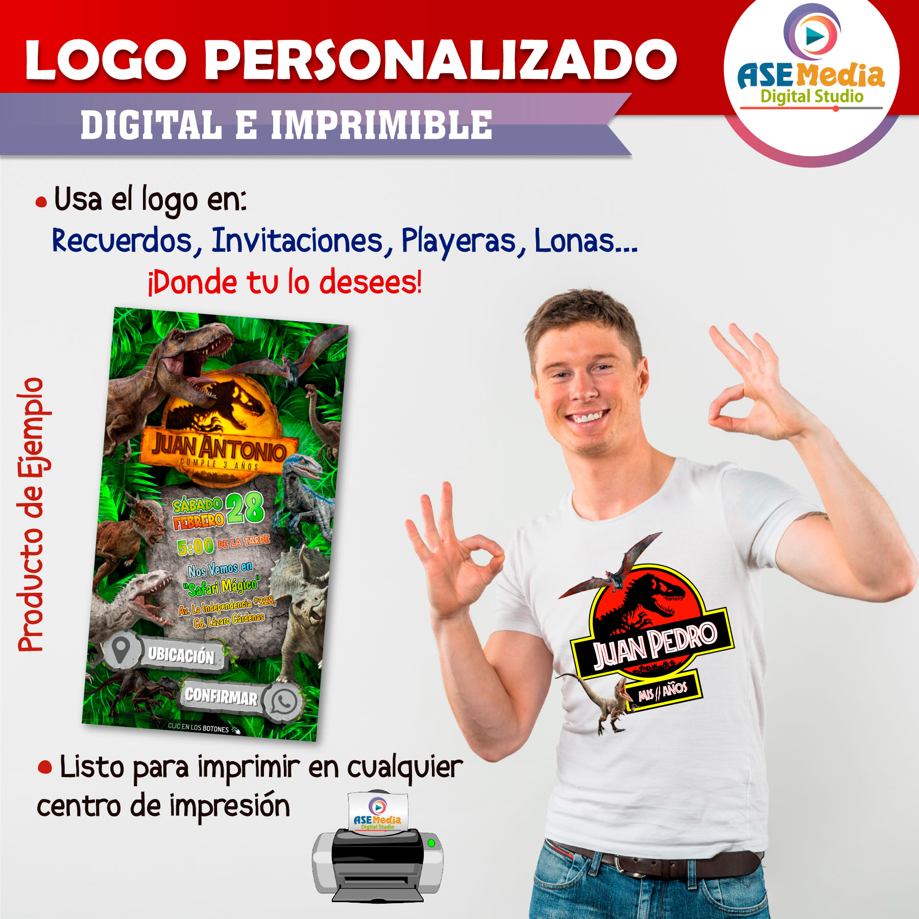 Jurassic Park Pterodáctilo Logo Personalizado con Nombre