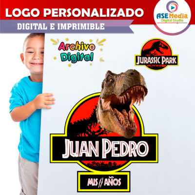 Jurassic Park Tiranosaurio Mordida Logo Personalizado con Nombre
