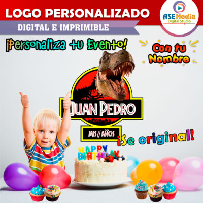 Jurassic Park Tiranosaurio Mordida Logo Personalizado con Nombre