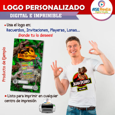 Jurassic Park Tiranosaurio Mordida Logo Personalizado con Nombre