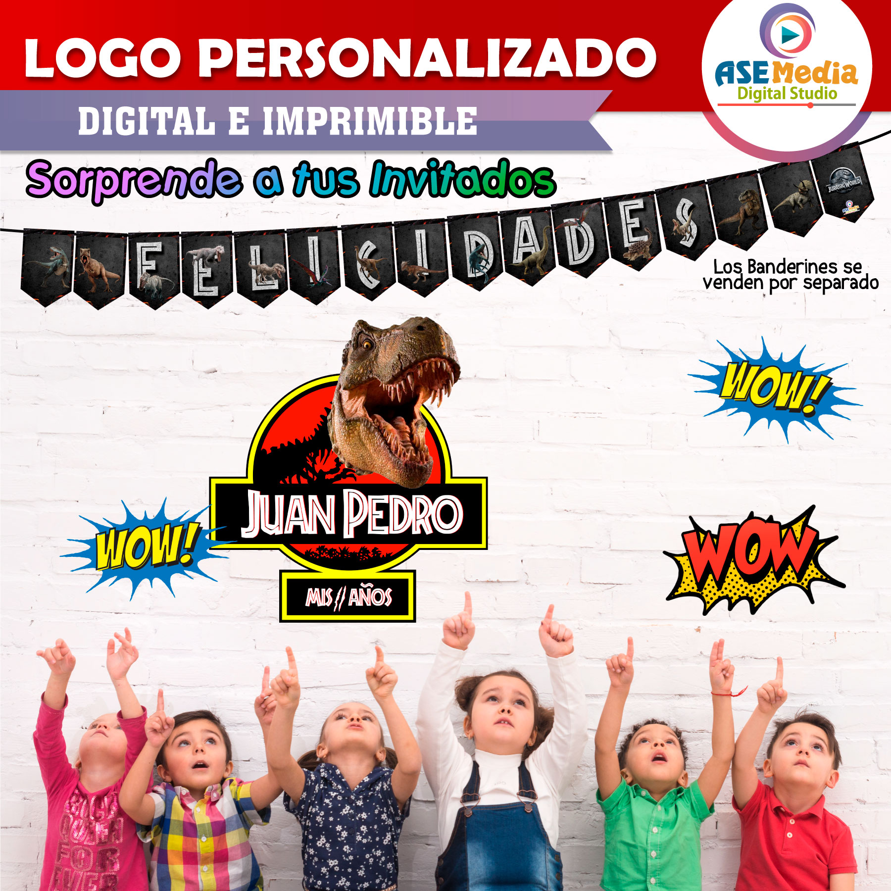 Jurassic Park Tiranosaurio Mordida Logo Personalizado con Nombre