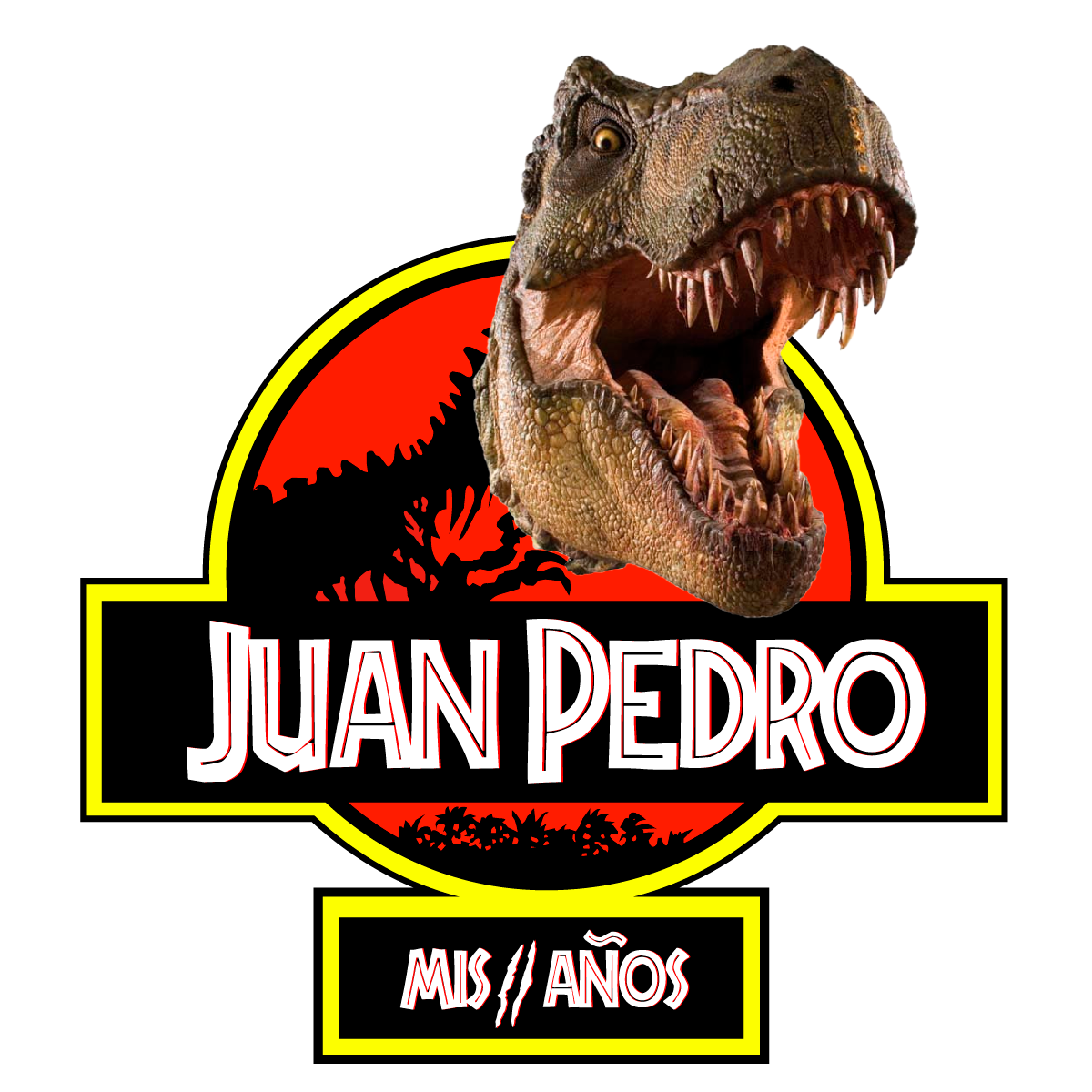 Jurassic Park Tiranosaurio Mordida Logo Personalizado con Nombre