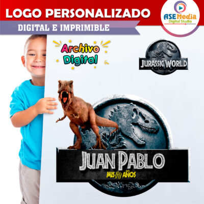 Jurassic World Tiranosaurio Rex Logo Personalizado con Nombre