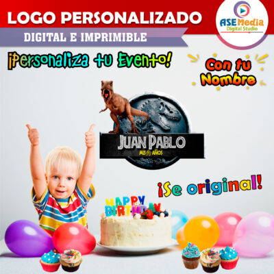 Jurassic World Tiranosaurio Rex Logo Personalizado con Nombre