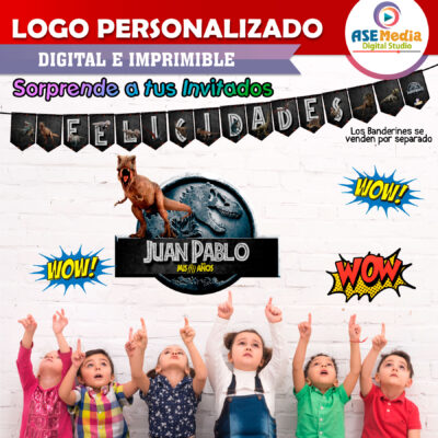 Jurassic World Tiranosaurio Rex Logo Personalizado con Nombre