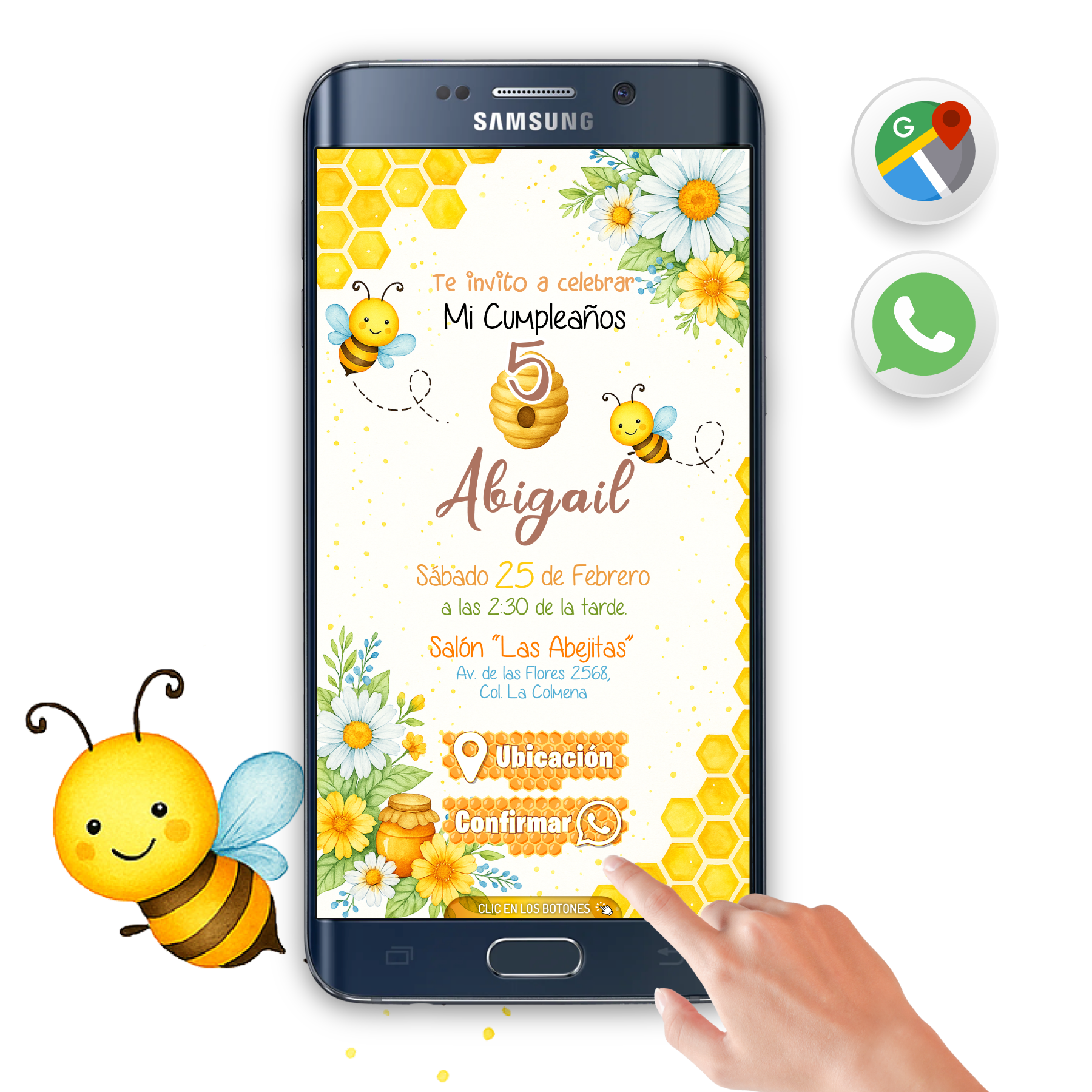 Abejitas- Invitación Interactiva de Cumpleaños para WhatsApp