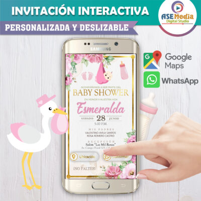 Baby Shower Rosa Floral – Invitación Interactiva para WhatsApp