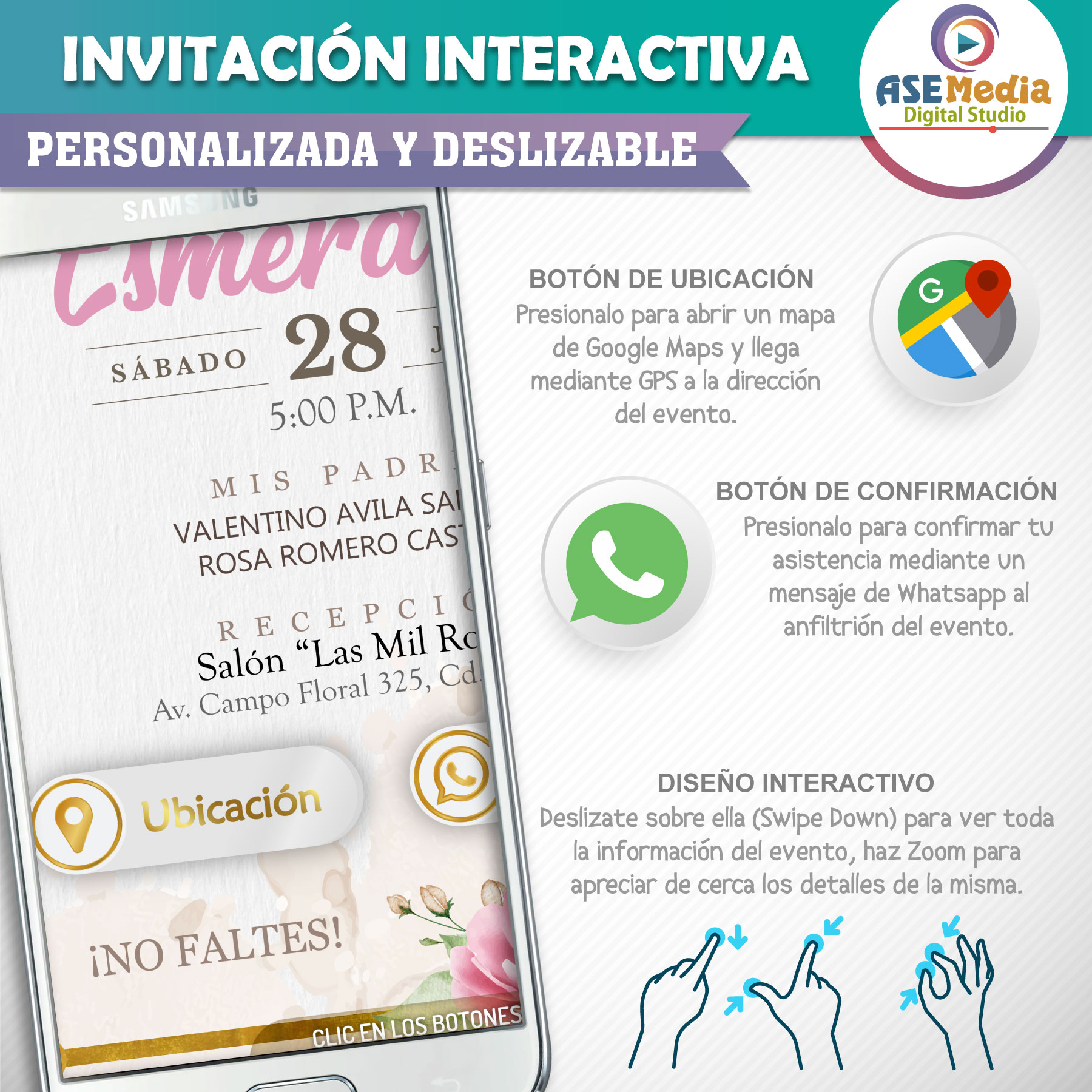 Baby Shower Rosa Floral – Invitación Interactiva para WhatsApp