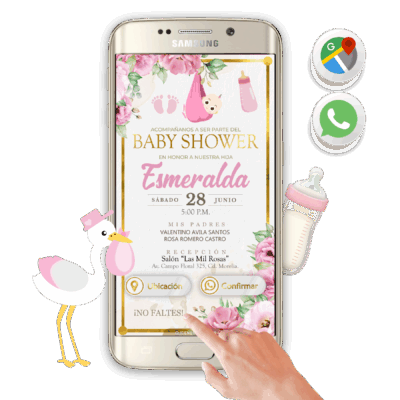 Baby Shower Rosa Floral – Invitación Interactiva para WhatsApp