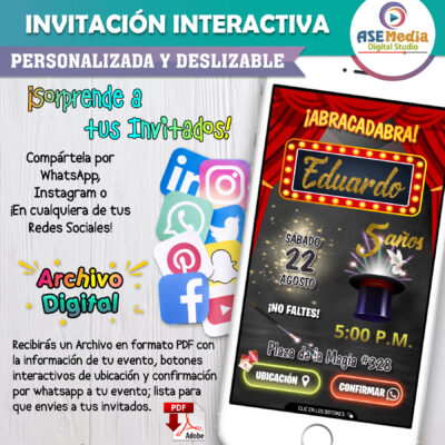 Mi Fiesta Mágica- Invitación Interactiva de Cumpleaños para WhatsApp