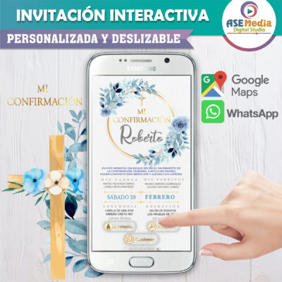 Mi Confirmación Azul – Invitación Interactiva para WhatsApp