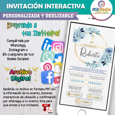 Mi Confirmación Azul – Invitación Interactiva para WhatsApp