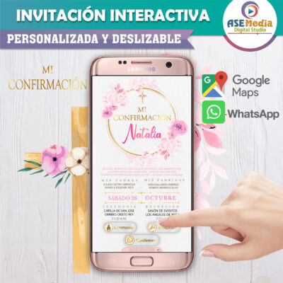 Mi Confirmación Rosa – Invitación Interactiva para WhatsApp