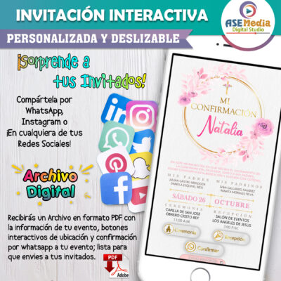 Mi Confirmación Rosa – Invitación Interactiva para WhatsApp