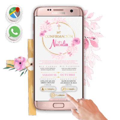 Mi Confirmación Rosa – Invitación Interactiva para WhatsApp