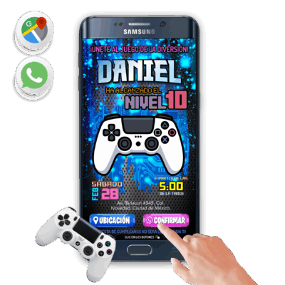 Joystick, Play Station – Invitación Interactiva de Cumpleaños para WhatsApp