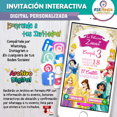 Cumpleaños con las Princesas Disney – Invitación Interactiva de Cumpleaños para WhatsApp
