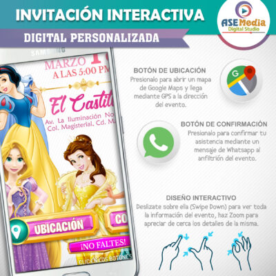 Cumpleaños con las Princesas Disney – Invitación Interactiva de Cumpleaños para WhatsApp