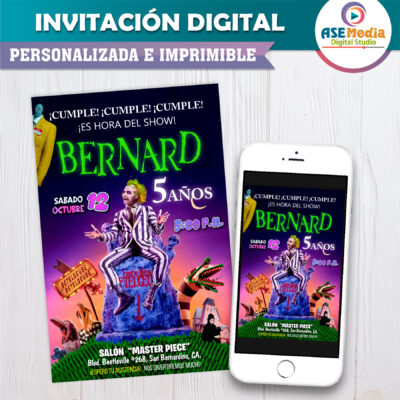 Beetlejuice – Invitación Digital de Cumpleaños