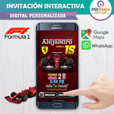 Fórmula 1, Ferrari – Invitación Interactiva de Cumpleaños para WhatsApp