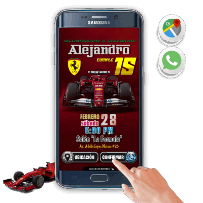 Fórmula 1, Ferrari – Invitación Interactiva de Cumpleaños para WhatsApp